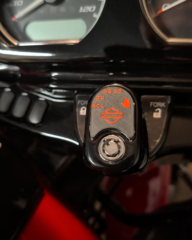 Ignition Switch Label - Black/Red - Middle Finger - 14-22 Street & Road Glide