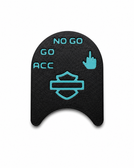 Ignition Switch Label - Black/Teal - Middle Finger - 14-22 Street & Road Glide