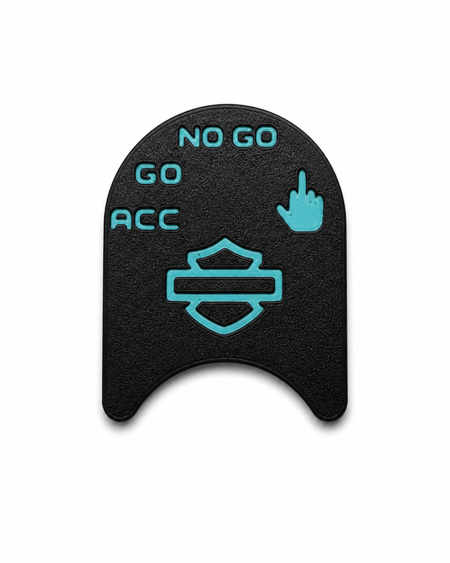 Ignition Switch Label - Black/Teal - Middle Finger - 14-22 Street & Road Glide