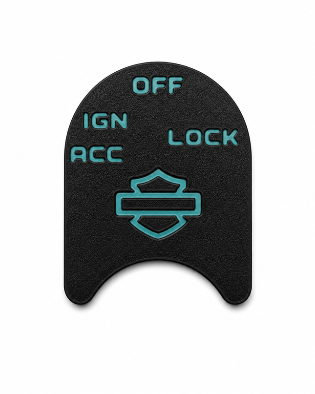 Ignition Switch Label - Black/Teal - 14-22 Street & Road Glide