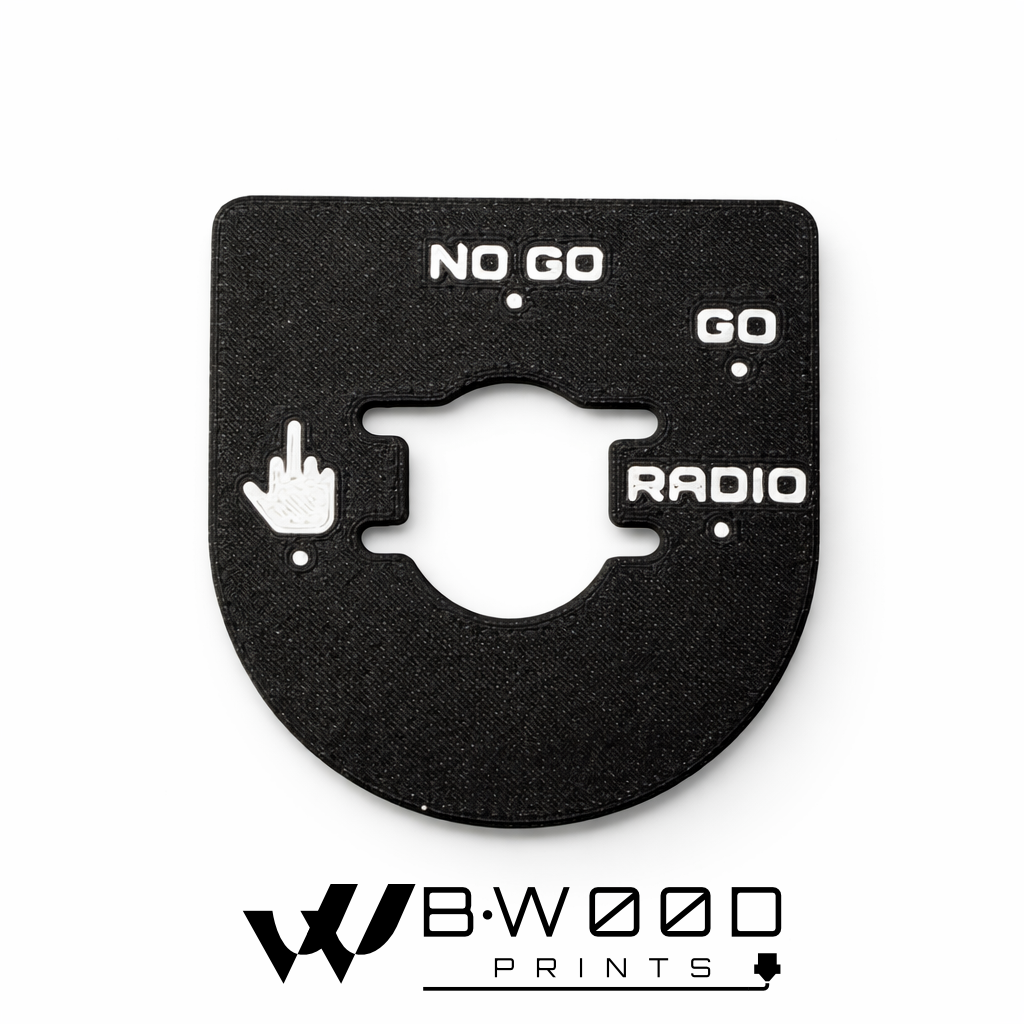 Middle Finger, Go, No Go - Black/White - Custom Plate