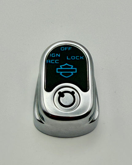 Ignition Switch Label - Black/Pop Blue - 14-22 Street & Road Glide