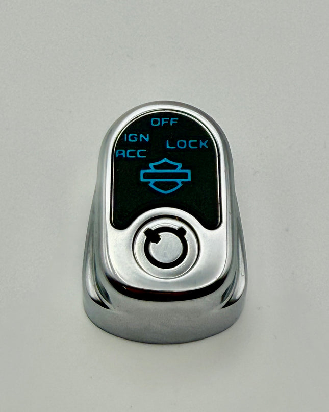 Ignition Switch Label - Black/Pop Blue - 14-22 Street & Road Glide