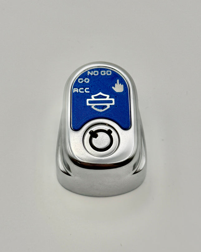 Ignition Switch Label - Blue/White - Middle Finger - 14-22 Street & Road Glide