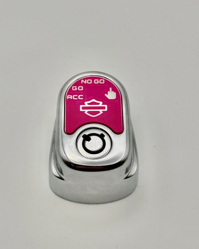 Ignition Switch Label - Pop Pink/White - Middle Finger - 14-22 Street & Road Glide