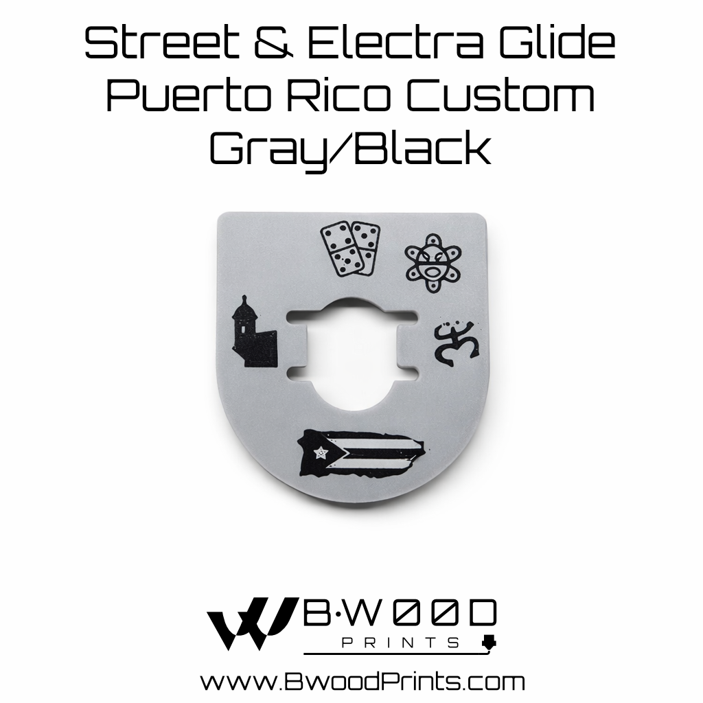 Puerto Rico Gray/Black - Custom Harley Ignition Switch Plate