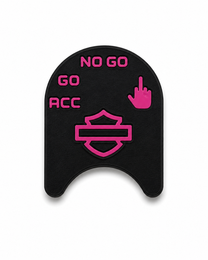 Ignition Switch Label - Black/Pop Pink - Middle Finger - 14-22 Street & Road Glide