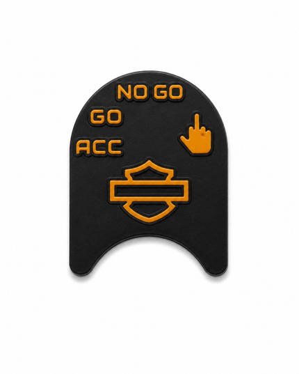 Ignition Switch Label - Black/Orange - Middle Finger - 14-22 Street & Road Glide