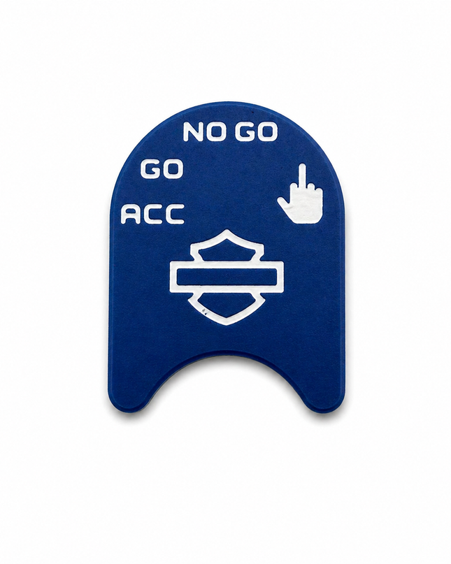 Ignition Switch Label - Blue/White - Middle Finger - 14-22 Street & Road Glide
